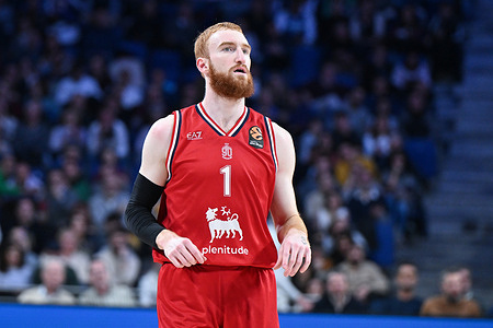 Niccolo Mannion of Emporio Armani Milano seen in action during the Turkish Airlines EuroLeague between Real Madrid and EA7 Emporio Armani Milano at Movistar Arena Madrid. Final score; Real Madrid 106- 77 Emporio Armani Milano