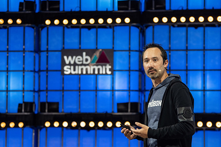 Co-founder & CEO of The Sandbox, Sebastien Borget, addresses the audience at Altice Arena Centre Stage during the third day of the Web Summit 2022. The biggest technology conference in the world is back in Lisbon. This conference will discuss new technological trends for four days and how they will influence our lives. Around 70,000 people are expected to participate in the event.