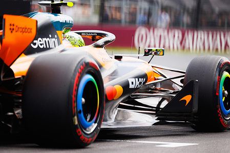 Lando Norris of Great Britain and the McLaren Mastercard F1 Team in pit lane ahead of the F1 Grand Prix of Australia at the Albert Park Grand Prix Circuit in Melbourne, Australia.