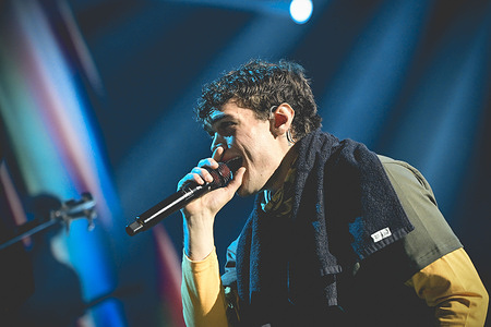 Italian singer Riccardo Fabbriconi known by his stage name Blanco, performs live at Palapartenope during his Il primo tour nei palazzetti 2026.