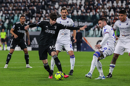 Matias Soule of Juventus FC in in action action during Serie A 2022/23 football match between Juventus FC and UC Sampdoria at the Allianz Stadium, Turin. FINAL SCORE: Juventus 4 | 2 Sampdoria
