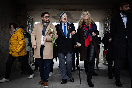 Former Buchenwald concentration camp prisoner Alojzy Maciak, 98, from Poland, leaves the memorial site of the former Nazi concentration camp Buchenwald after attending the ceremony marking the 81st anniversary of its liberation. The commemoration brought together survivors, relatives, officials and representatives of public organizations to honor the victims of Nazi persecution. Between 1937 and 1945, around 280,000 people were imprisoned in Buchenwald and its subcamps, and more than 56,000 were killed or died due to inhumane conditions. 
Speakers at the ceremony emphasized the need to preserve the memory of Nazi crimes and warned against the growth of antisemitism and extremist ideologies. They noted that remembrance remains essential for understanding the mechanisms of persecution and preventing their повторение. Buchenwald was one of the largest concentration camps on German territory, established in 1937 near Weimar. Prisoners included Jews, Roma, political opponents and forced laborers from across Europe. The camp was liberated by U.S. troops on April 11, 1945.