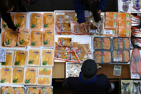 Ameyoko shopping street in Ueno district is seen crowded with shoppers buying food and other items ahead of New Year.