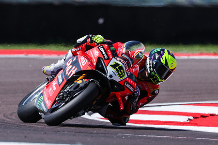 Alvaro Bautista of Aruba.it Racing - Ducati with Ducati Panigale V4R during FIM SBK Superbike World Championship Acerbis Italian Round - Free Practice at Cremona Circuit.