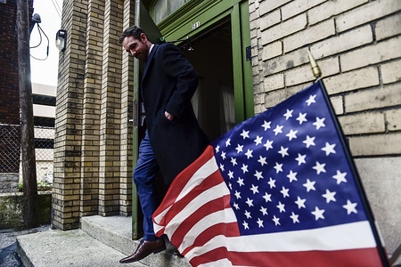 A voter seen leaving the polling station at the Broad Street United Methodist Church in downtown Columbus during the Primary Elections.
Voters turned up to cast their ballots in the 2018 Primary election in Ohio.