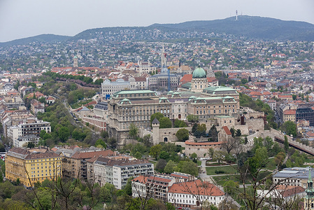 View of Buda Castle from the Citadel. The Citadel located at the XI district in Budapest on the top of the Gellert Mountain. It has a beautiful view to the city.