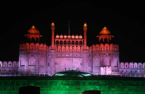 Red Fort, a UNESCO World Heritage site illuminated in the colours of the national flag as India celebrates the remarkable achievement of administering 1 billion doses of COVID-19 vaccines. 
Around 17 UNESCO World Heritage sites were illuminated with the Indian National flag.