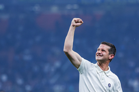 Cristian Chivu, Head Coach of FC Internazionale seen celebrating the victory of the Serie A 2025/26 title during Serie A 2025/26 football match between FC Internazionale and Parma Calcio 1913 at San Siro Stadium . Final Score ; FC Internazionale 2: 0 Parma.