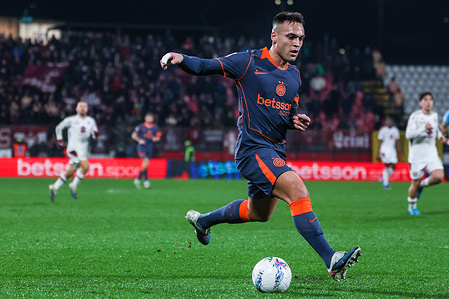 Lautaro Martinez of FC Internazionale seen in action during the Coppa Italia 2025/26 Quarter-Finals football match between FC Internazionale and Torino FC at U-Power Stadium in Monza. Final score; Inter 2:1 Torino