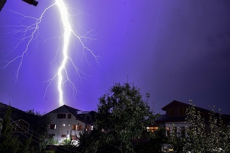 Lightning strikes during a thunderstorm in Srinagar, Kashmir.