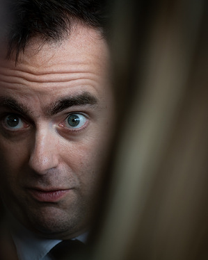 Portrait of Minister Sebastien Lecornu during his visit. Sebastien Lecornu, French Minister of the Armed Forces visits Air Force Base 125 to announce new investments in Istres.