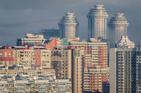 Apartment blocks representing various architectural styles and ranging in residents wealth and comfort level, located in the West part of Moscow.