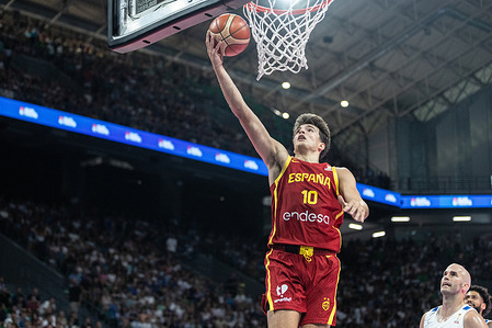 Hugo Gonzalez seen in action during the second round of the 2027 FIBA World Cup European Qualifiers between Greece and Spain at Telekom Center. Final score; Greece 108 : 106 Spain.