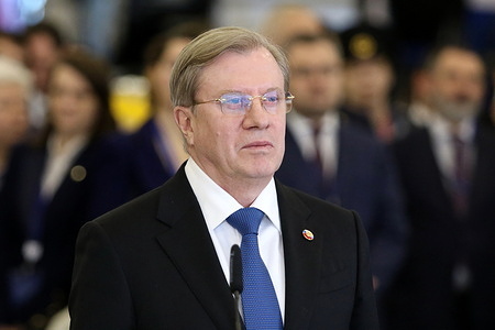 Vitaly Savelyev, Deputy Prime Minister of the Russian Federation seen during the International Transport and Logistics Forum at Expoforum 2026.