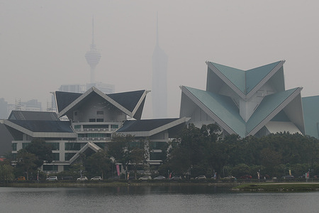 A view of the city shrouded by haze. The haze worsens as air quality deteriorates across the country with unhealthy readings recorded in many areas nationwide.