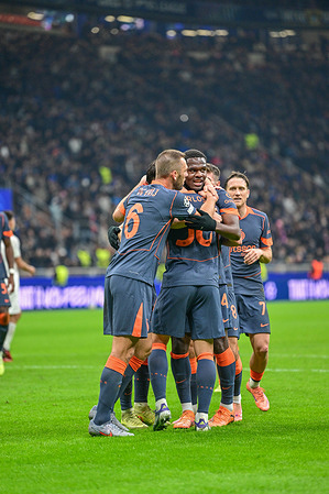 Players of Inter celebrate a goal during the UEFA Champions League match between Inter and Kairat Almaty, at Giuseppe Meazza stadium. Final score; Inter 2 : 1 Kairat Almaty
