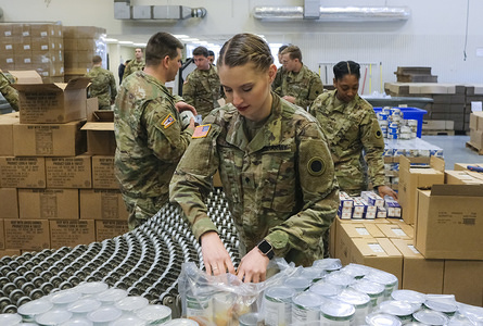 Members of the Ohio National Guard help to pack food and supplies for those in need at the Mid Ohio Foodbank in Columbus.
Due to the ongoing Coronavirus Pandemic and rising unemployment, the demand placed on Foodbanks around the United States has grown rapidly. The National Guard has been deployed to assist with the stocking, packaging, and distribution of food throughout the state.