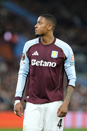 Ezri Konsa of Aston Villa seen during the UEFA Europa League Semi Final second leg football match between Aston Villa and Nottingham Forest at Villa Park. Final score ; Aston Villa 4 : 0 Nottingham Forest.