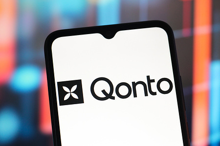 In this photo illustration, the Qonto logo is seen displayed on a smartphone screen.