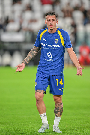 Emanuele Valeri of Parma seen in action during Serie A 2026/27 football match between Juventus and Parma at Allianz Stadium. Final score; Juventus 2:0 Parma.