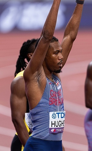 Zharnel HUGHES seen during the World Athletics Championships Men’s 100m final at the National Stadium. World Athletics Championships 2025 - Tokyo