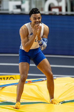 Emanuil Karalis of Greece seen during the World Athletics 2026 Pole Vault (Final) at Arena .