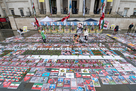 A collection of portraits of victims of the current protests against the Iranian government. Members of the Iranian diaspora held a vigil in Trafalgar Square in London to commemorate the victims of the recent nationwide protests against the Islamic Republic of Iran, where reports suggest thousands have been killed during a violent government crackdown.