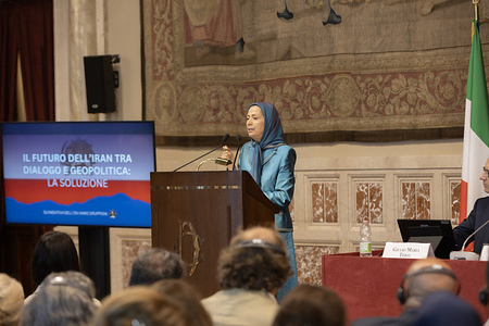 Maryam Rajavi, President-elect of the National Council of Resistance of Iran (NCRI), is seen addressing the Sala Regina in the Italian Parliament. She condemned the executions and called for urgent international action. A high-level international conference at the Italian Parliament, titled - The Next Iranian Massacre was Unfolding in Plain Sight - brought together lawmakers and dignitaries, including Maryam Rajavi and Charles Michel, to denounce the Iranian regime’s executions and support the NCRI’s democratic alternative.