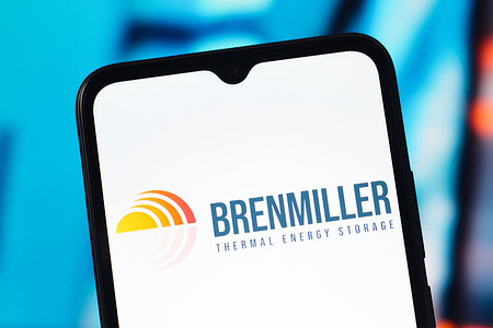 In this photo illustration, the Brenmiller Energy logo is seen displayed on a smartphone screen.