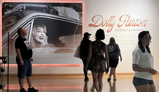 An exhibit featuring country music singer and songwriter Dolly Parton at the Country Music Hall of Fame and Museum in Nashville.
