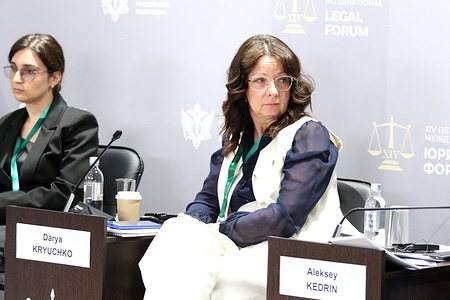 Daria Kryuchko, Head of Translational Medicine and Innovative Technologies Department seen during the Innovation in Healthcare: Shaping the Legal Balance between Accessibility and Safety session at The St. Petersburg International Legal Forum at the Expoforum Convention and Exhibition Center.