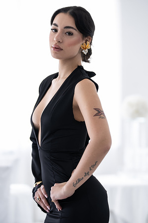 Aurora Venosa, a young actress and singer, attends the fitting of the gown designed by emerging stylist Salvatore Manzo for the Red Carpet show at the Rome Film Festival at Villa L'Oasi.