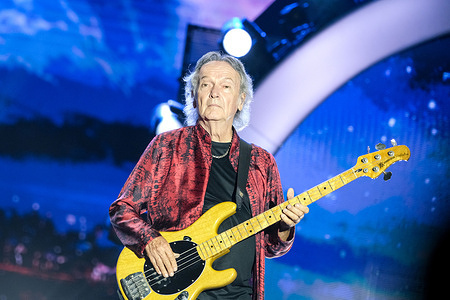 Red Canzian of Pooh performs live on stage during the “POOH 60 – La Nostra Storia – Estate” tour at Parco Villa delle Rose.