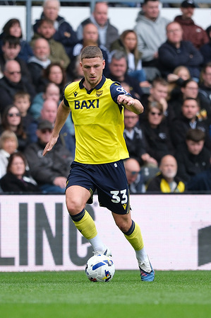 Jamie Donley of Oxford United seen in action during the EFL Sky Bet Championship football match between Derby County and Oxford United at Pride Park Stadium. Final score; Derby County 1 : 0 Oxford Utd