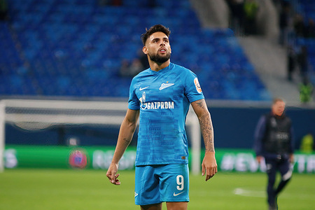 Yuri Alberto Monteiro Da Silva, commonly known as Yuri Alberto (No.9) of Zenit seen during the UEFA Europa League, football match between Zenit and Real Betis Balompie at Gazprom Arena.(Final score; Zenit 2:3 Real Betis Balompie)