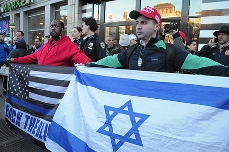 Pro-Israel counter-protesters rally near a pro-Palestine rally in Union Square. Demonstrators protested in Manhattan, New York City demanding the release of Mahmoud Khalil. Khalil, a recent Columbia University graduate, was one of the leading demonstrators during last year’s pro-Palestine protests at the university. Last Saturday, US Immigration and Customs Enforcement, ICE, arrested Khalil who is currently in ICE detention.