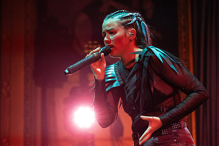 Singer Isabel Aaiun performs during the concert at Sala Eslava in Madrid.