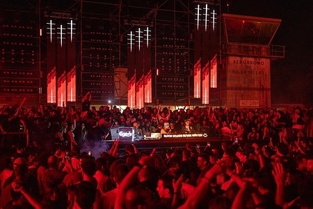 Tamer Malki and Rami Abousabe members of the electronic music duo Bedouin perform during the second edition of Bloom Festival 2026 at Maia Airfield. Second edition of Bloom Festival 2026 held at Maia Airfield, near Porto, Portugal, on 18 and 19 September 2026. The electronic music festival featured performances across multiple stages from national and international artists, including The Blaze, Bedouin, Seth Troxler, DJ Vibe, Bora Uzer, Louie Vega, NTO, Dennis Cruz and Xinobi. The event combined live performances, visual production and sunrise sessions, attracting electronic music fans to Maia Airfield over two days of programming.