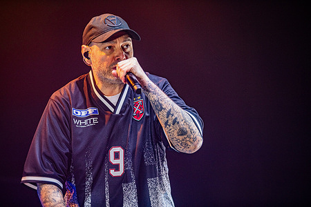 Fabrizio Tarducci (Fabri Fibra) performs live during a concert at the Estragon Club as part of his "Superclub Tour".