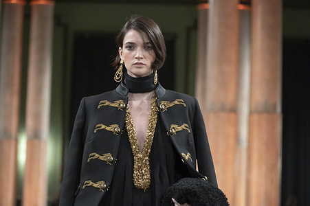 A model walks the runway wearing a design by Johanna Ortiz during Mercedes-Benz Fashion Week de Madrid in IS Cervantes, 17 March 2026 Spain