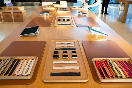Apple Watch Series 5 displayed at the Apple Park Visitor Center in Cupertino.