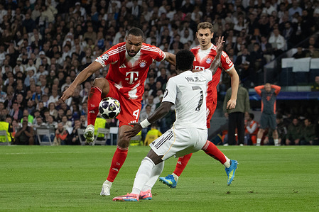 Jonathan Tah of Bayern Munich players in action during the UEFA Champions League match between Real Madrid and Bayern Munich played at the Santiago Bernabéu Stadium. Final score: Real Madrid 1 - 2 Bayern Munich.
