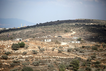 A view of the pastoral outpost established on Palestinian land in the village of Qabalan, south of Nablus in the West Bank. Israeli settlers seized a house and the owners of the house seized by Israeli settlers reported that the settlers came from the outpost. According to local residents, Israeli forces arrived and evacuated the settlers using stun grenades and tear gas. The attack resulted in damage to trees and building materials at the site.