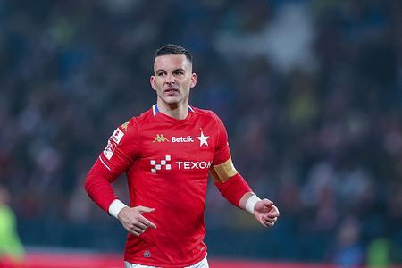 Angel Rodado of Wisla Krakow seen during BETCLIC 1 POLISH LEAGUE 2025/2026 football match between Wisla Krakow and GKS Tychy at Municipal Stadium. Final score; Wisla Krakow 3:1 GKS Tychy.