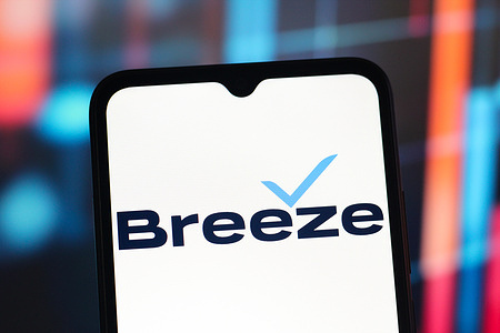 In this photo illustration, the Breeze Airways logo is seen displayed on a smartphone screen.