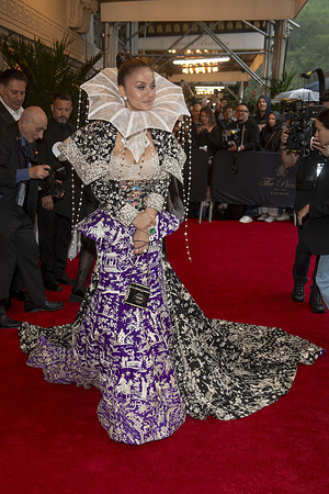 New York, United States - 05/05/2025 16:55:57: Natasha Poonawalla wearing Manish Malhotra departs the Pierre Hotel for 2025 Met Gala in New York City.