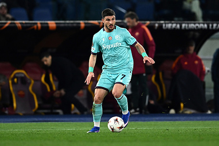 Riccardo Orsolini of Bologna seen in action during the Europe League match between Roma and Bologna at Stadio Olimpico. Final scores; Roma 3-4 Bologna.