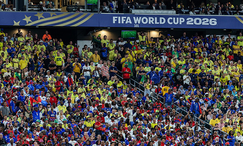 Fans cheer on during the FIFA World Cup match Brazil Vs Haiti at Philadelphia Stadium. Final score Brazil 3 : 0 Haiti