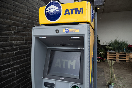 An Euronet cash machine ATM is seen in Løkken.