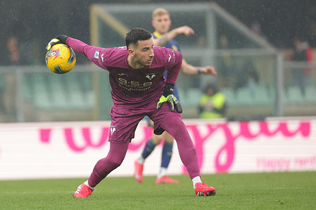 Lorenzo Montipo of Hellas Verona FC seen in action during the Italian Serie A soccer match Hellas Verona FC Vs ACF Fiorentina at Marcantonio Bentegodi stadium. Final score Hellas Verona FC 1 : 0 ACF Fiorentina